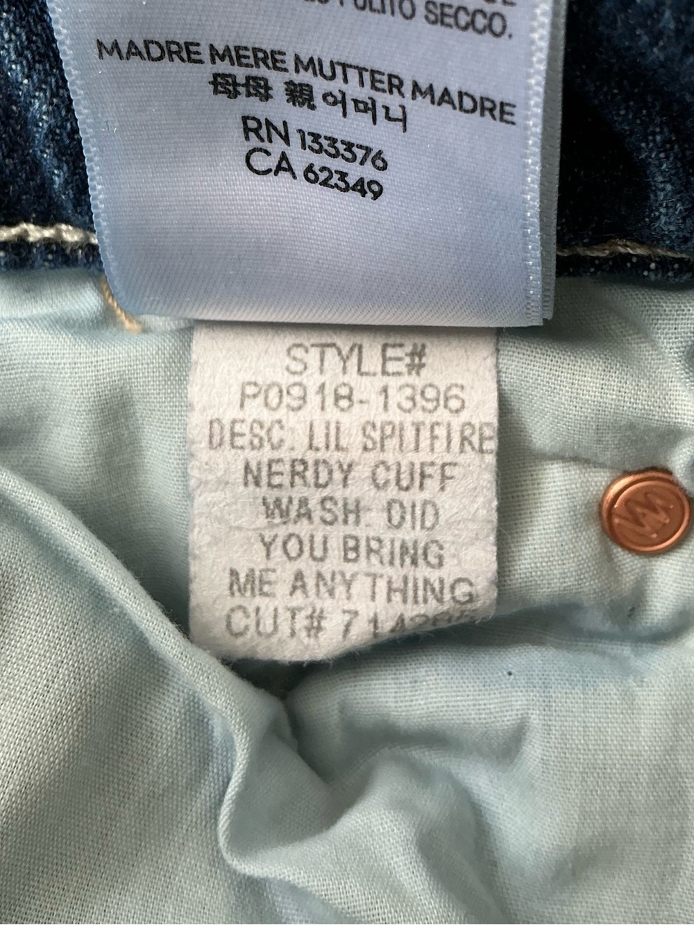 MOTHER SUPERIOR Jeans Lil’ Mother Lil’ Spitfire Nerdy Blue Size 24 - Picture 13 of 16